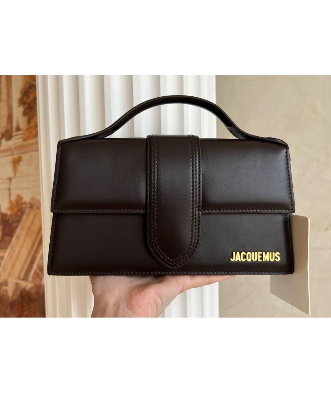 JACQUEMUS Коричневая кожаная сумка через плечо, фото 4