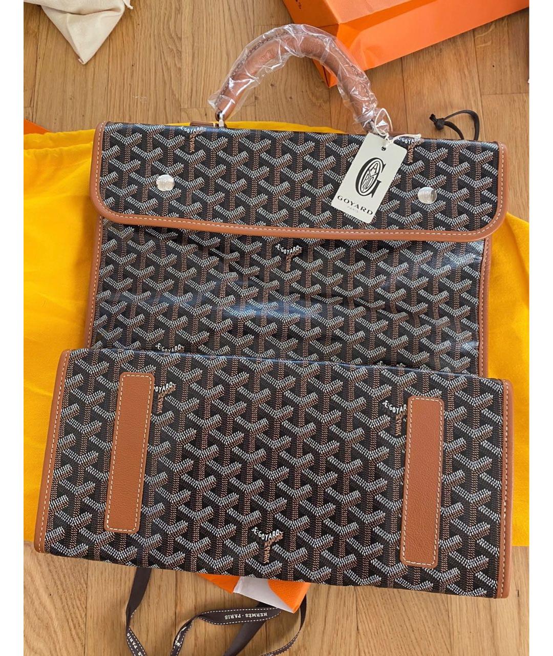 GOYARD Коричневый кожаный рюкзак, фото 8