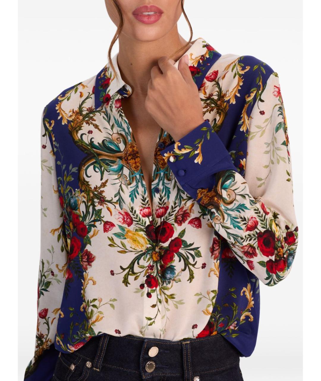 ALICE+OLIVIA Мульти шелковая рубашка, фото 4