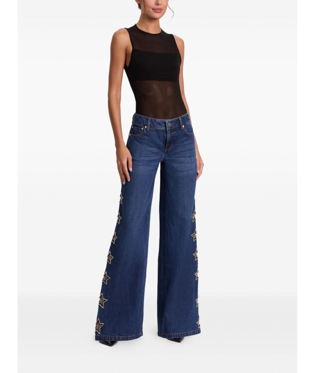 ALICE+OLIVIA Синие хлопковые прямые джинсы, фото 3