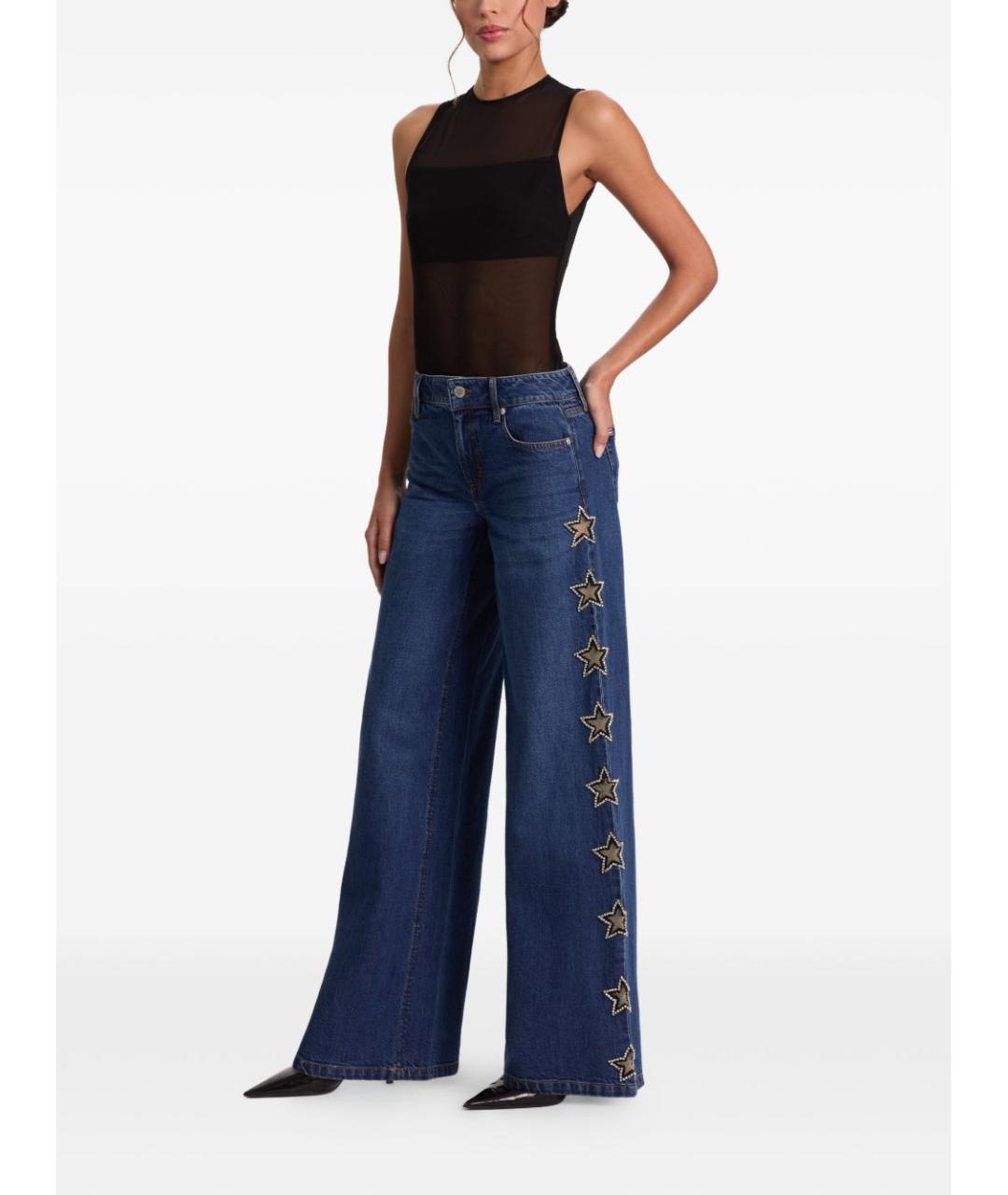 ALICE+OLIVIA Синие хлопковые прямые джинсы, фото 2