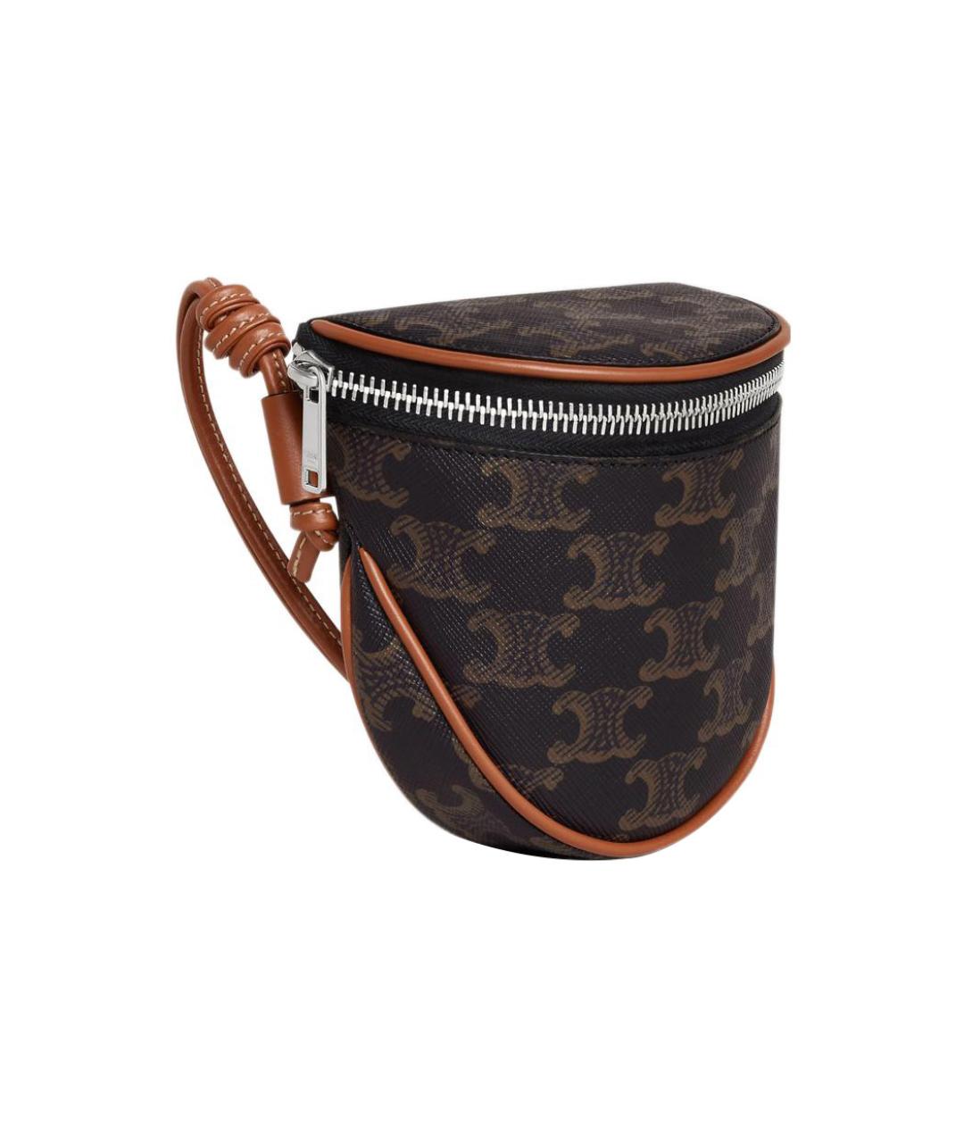 CELINE Коричневая кожаная сумка на плечо, фото 2