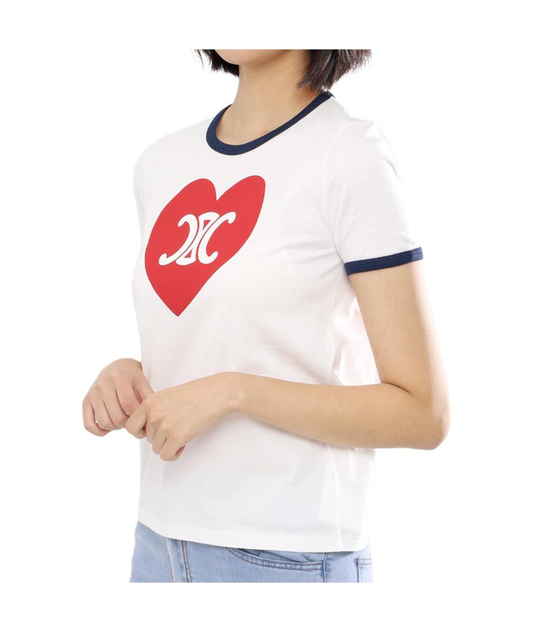 CELINE Белая хлопковая футболка, фото 5