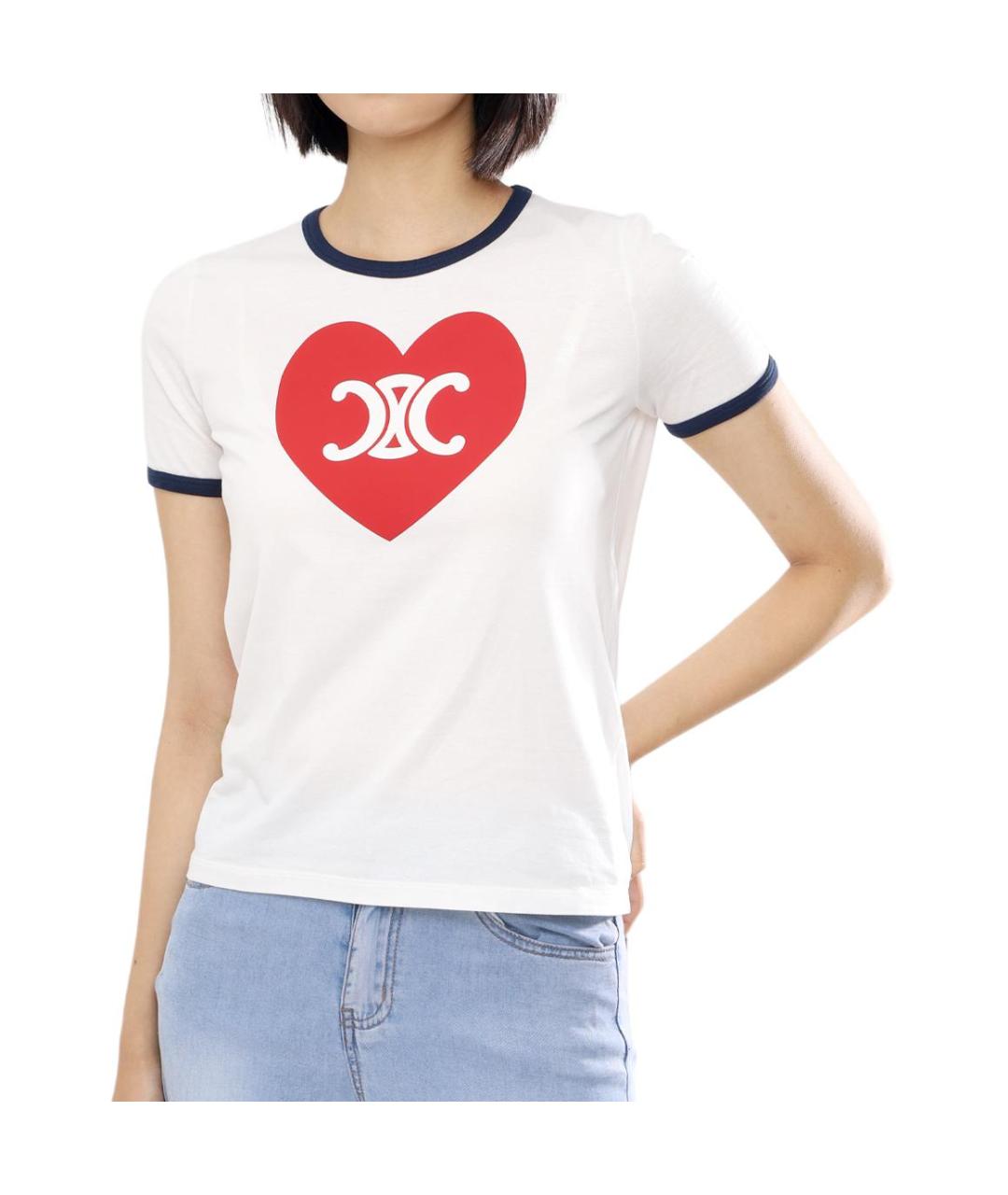 CELINE Белая хлопковая футболка, фото 4