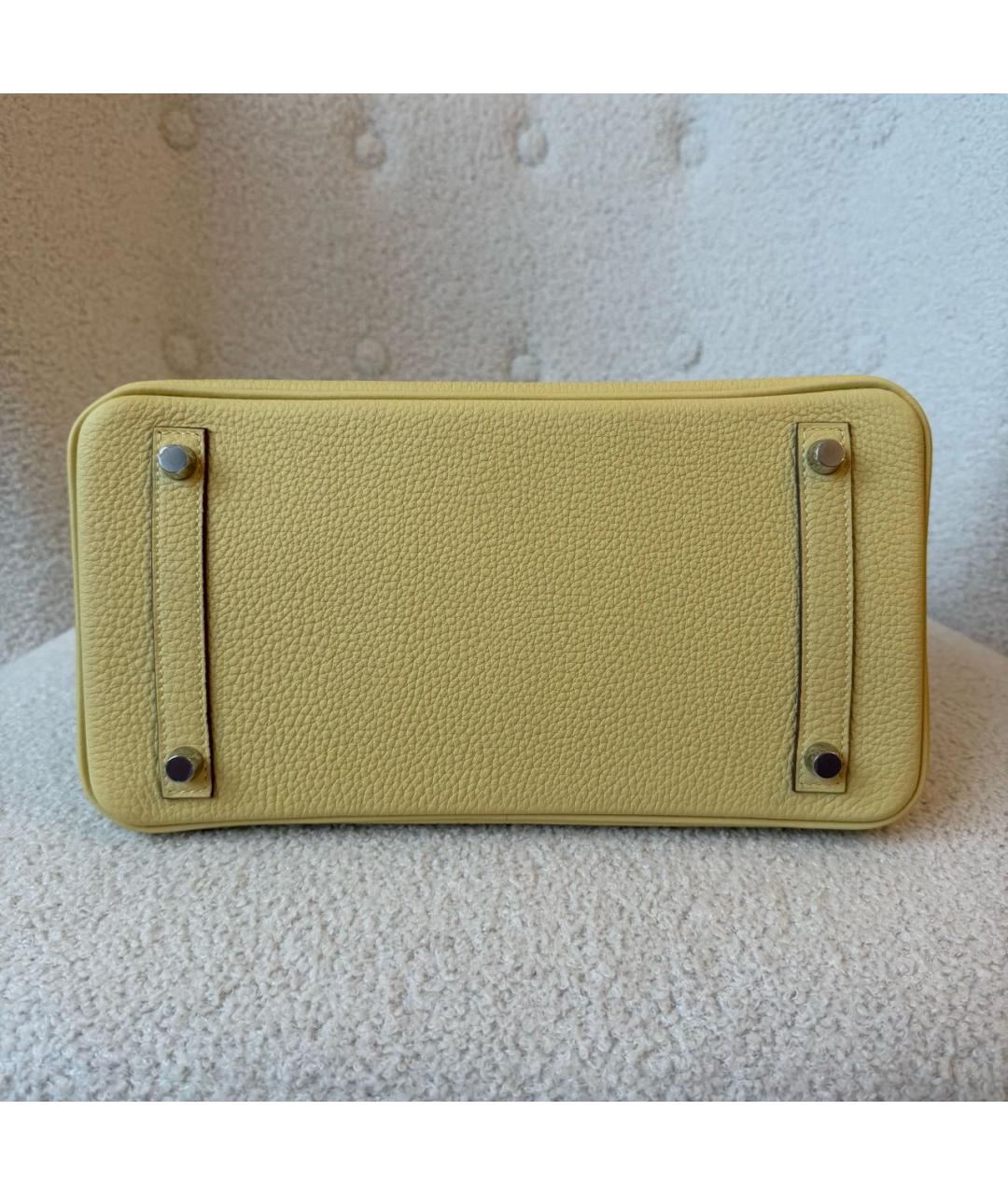 HERMES Желтая кожаная сумка с короткими ручками, фото 5