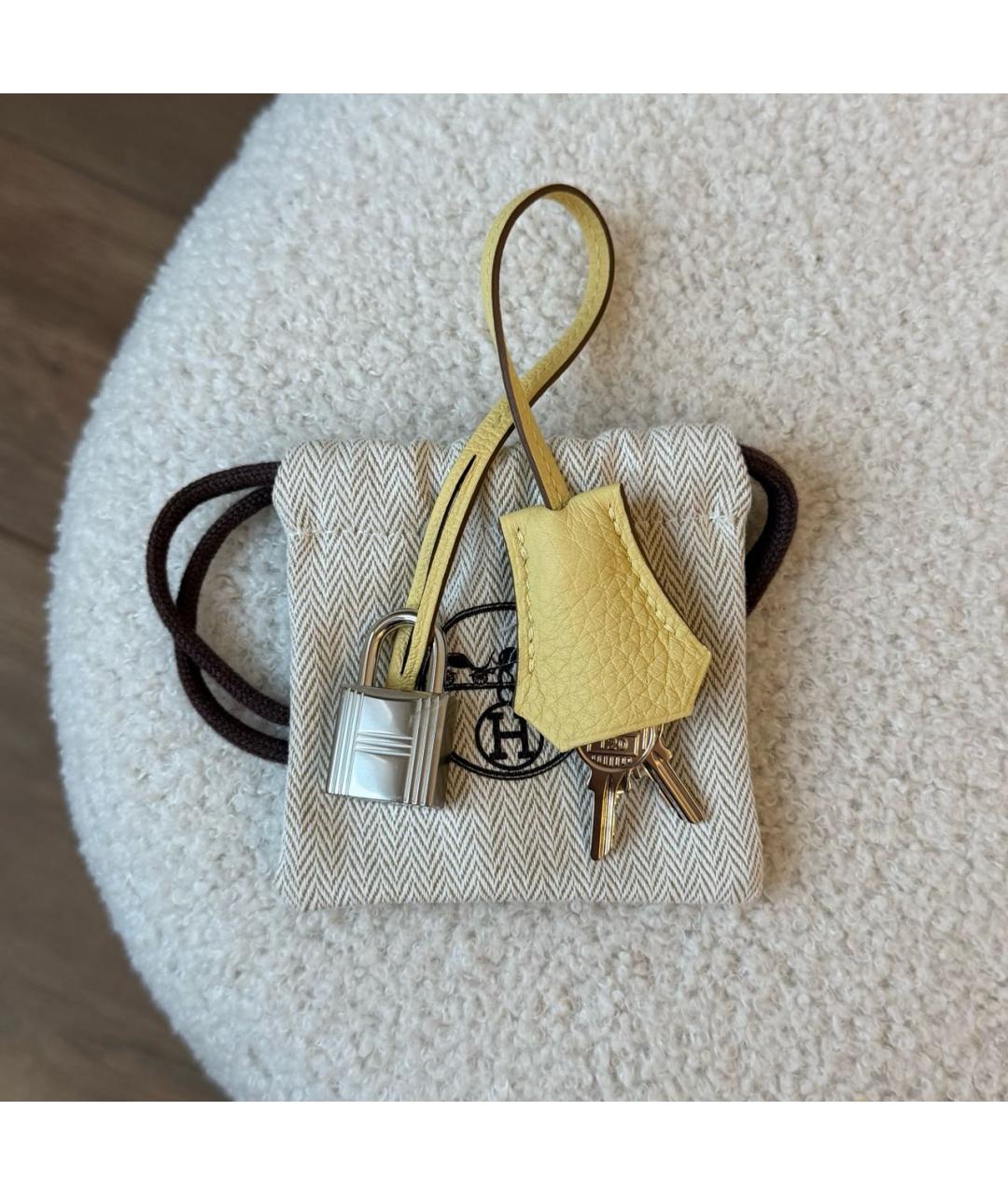 HERMES Желтая кожаная сумка с короткими ручками, фото 8