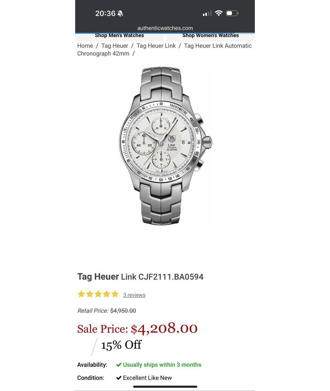 TAG HEUER Серебряные часы, фото 6