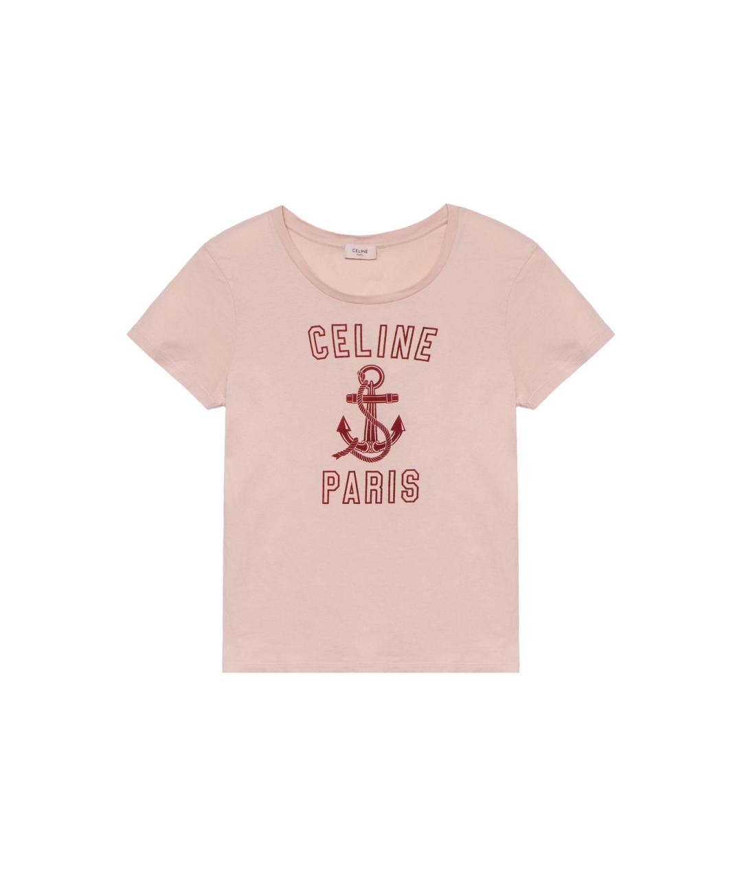 CELINE Розовая хлопковая футболка, фото 1