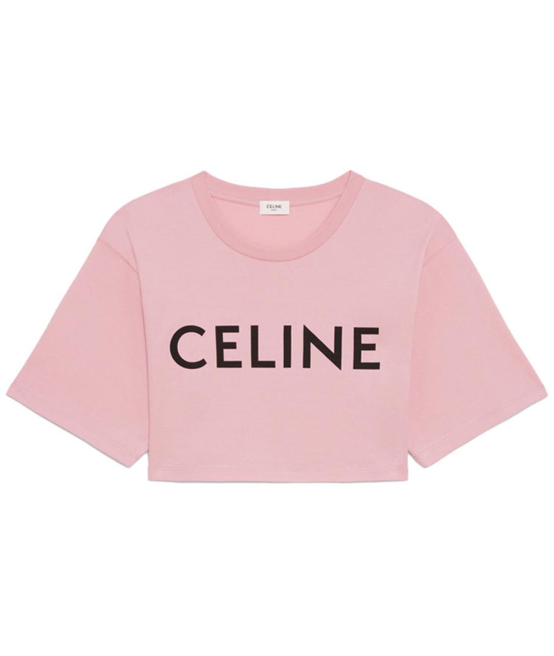 CELINE Розовая хлопковая футболка, фото 1