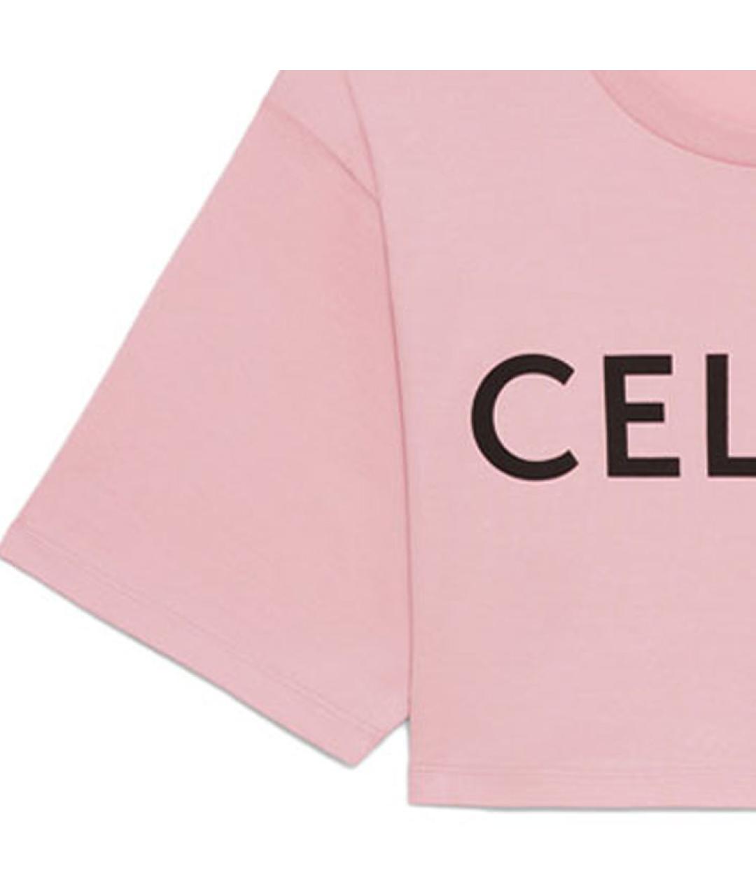 CELINE Розовая хлопковая футболка, фото 5