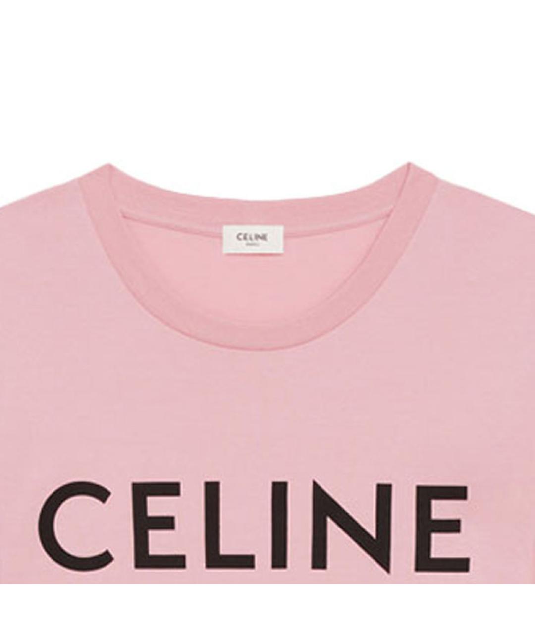 CELINE Розовая хлопковая футболка, фото 3