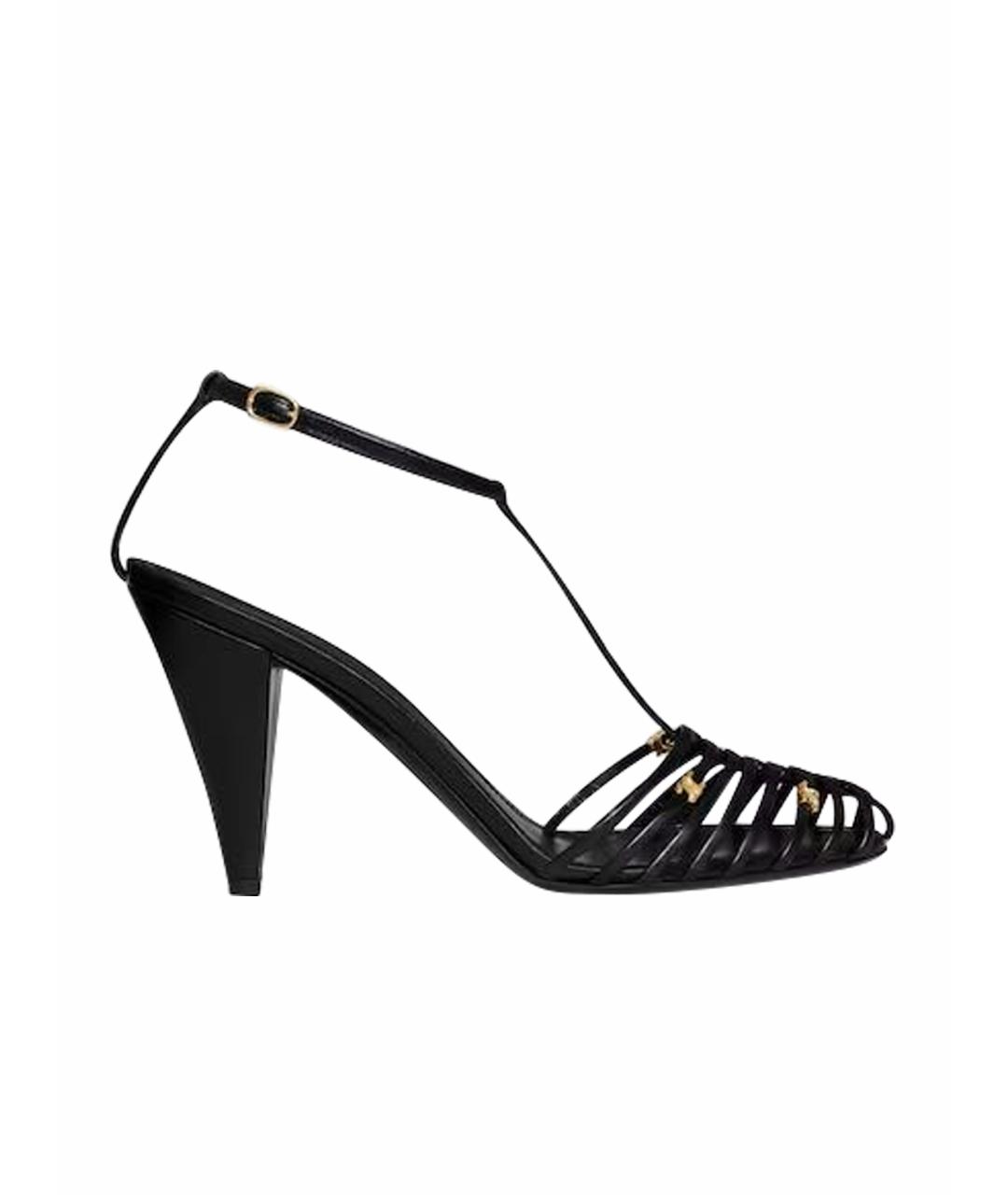 CELINE Черные кожаные босоножки, фото 1