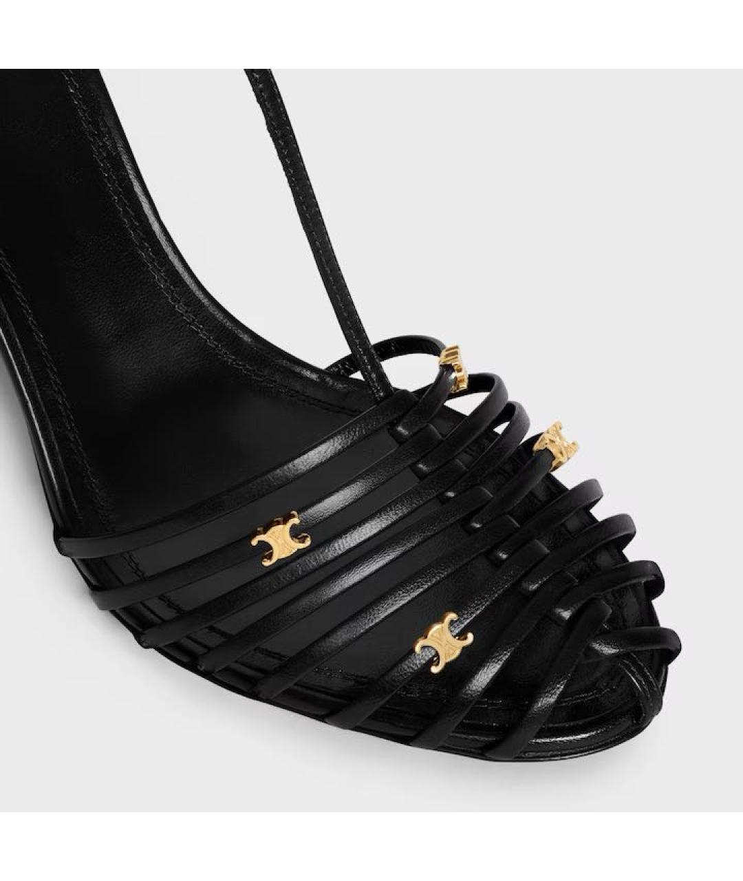 CELINE Черные кожаные босоножки, фото 4