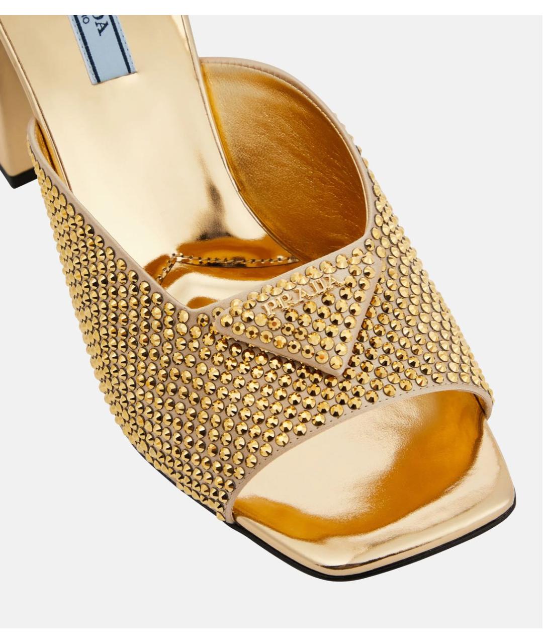PRADA Золотые кожаные мюли, фото 4