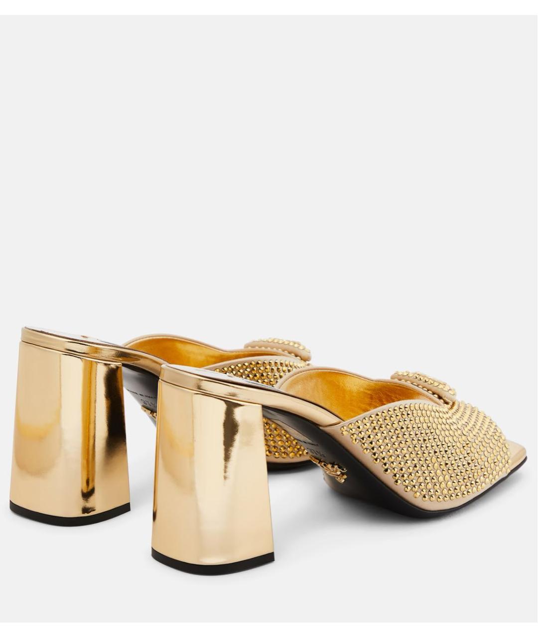 PRADA Золотые кожаные мюли, фото 3