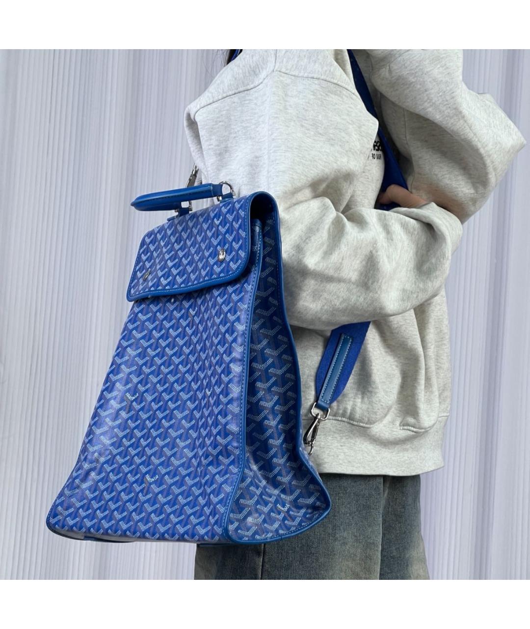 GOYARD Синий кожаный рюкзак, фото 7