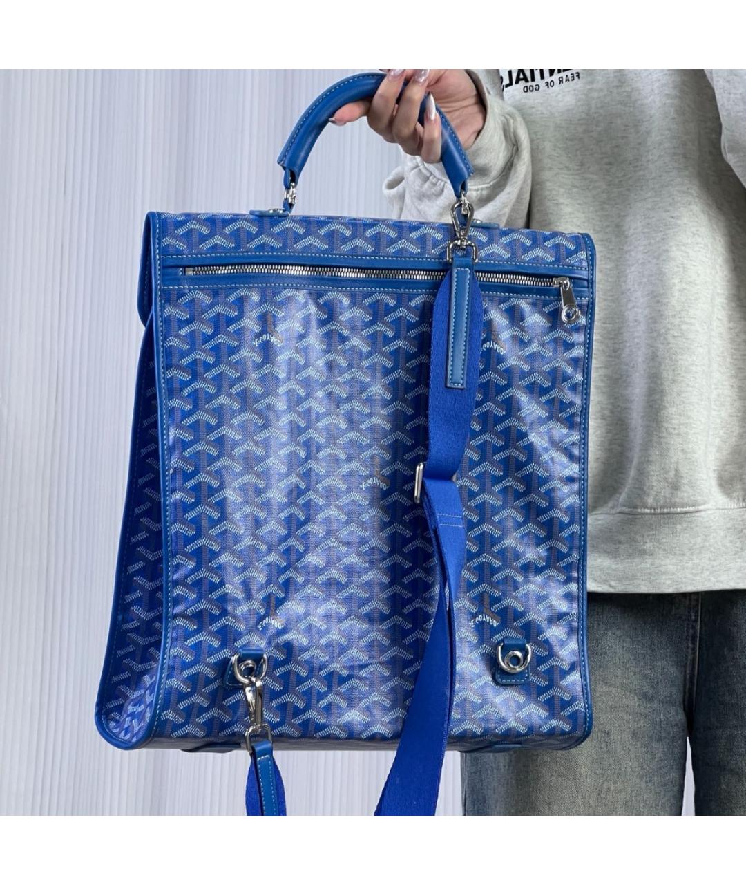 GOYARD Синий кожаный рюкзак, фото 6