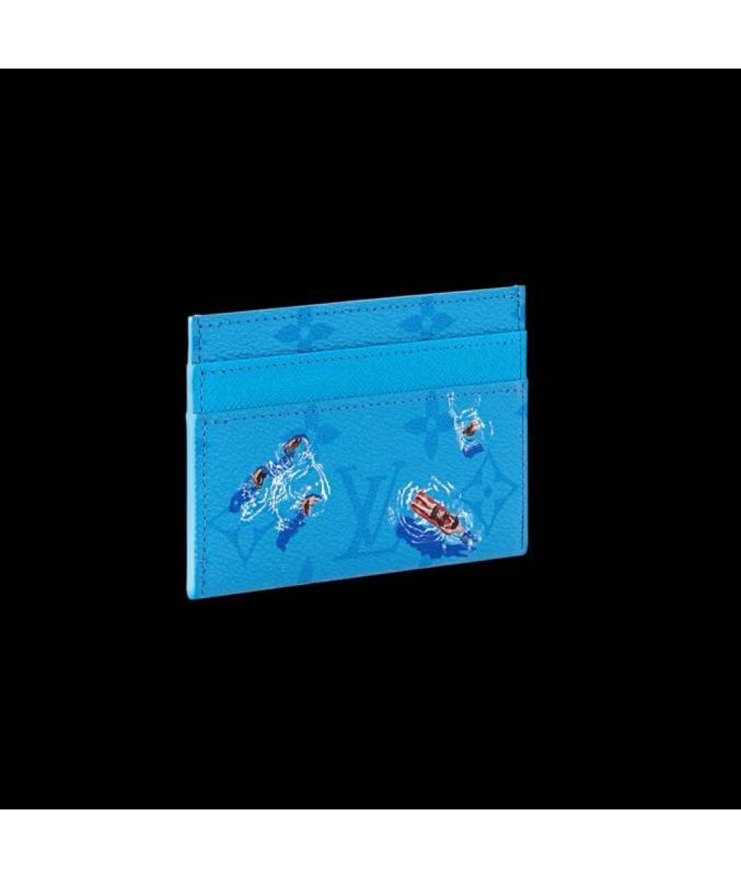 LOUIS VUITTON Синий кожаный кардхолдер, фото 2