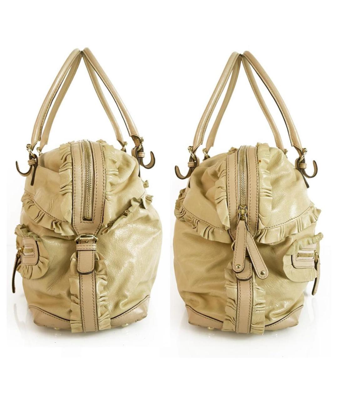 GUCCI Бежевая кожаная сумка с короткими ручками, фото 6