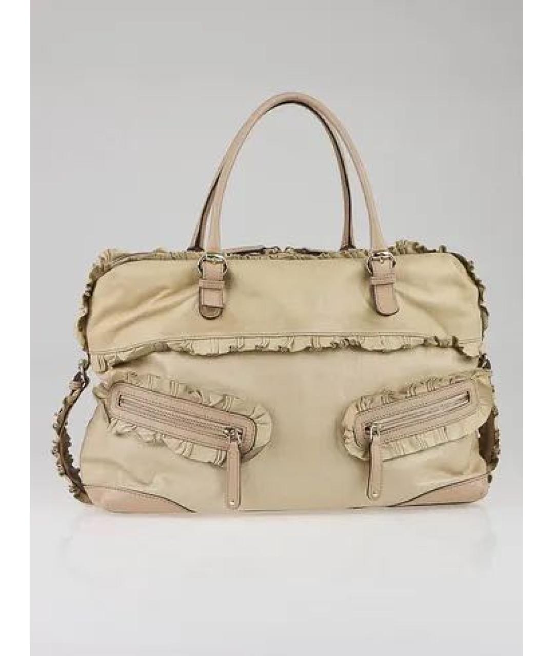 GUCCI Бежевая кожаная сумка с короткими ручками, фото 8