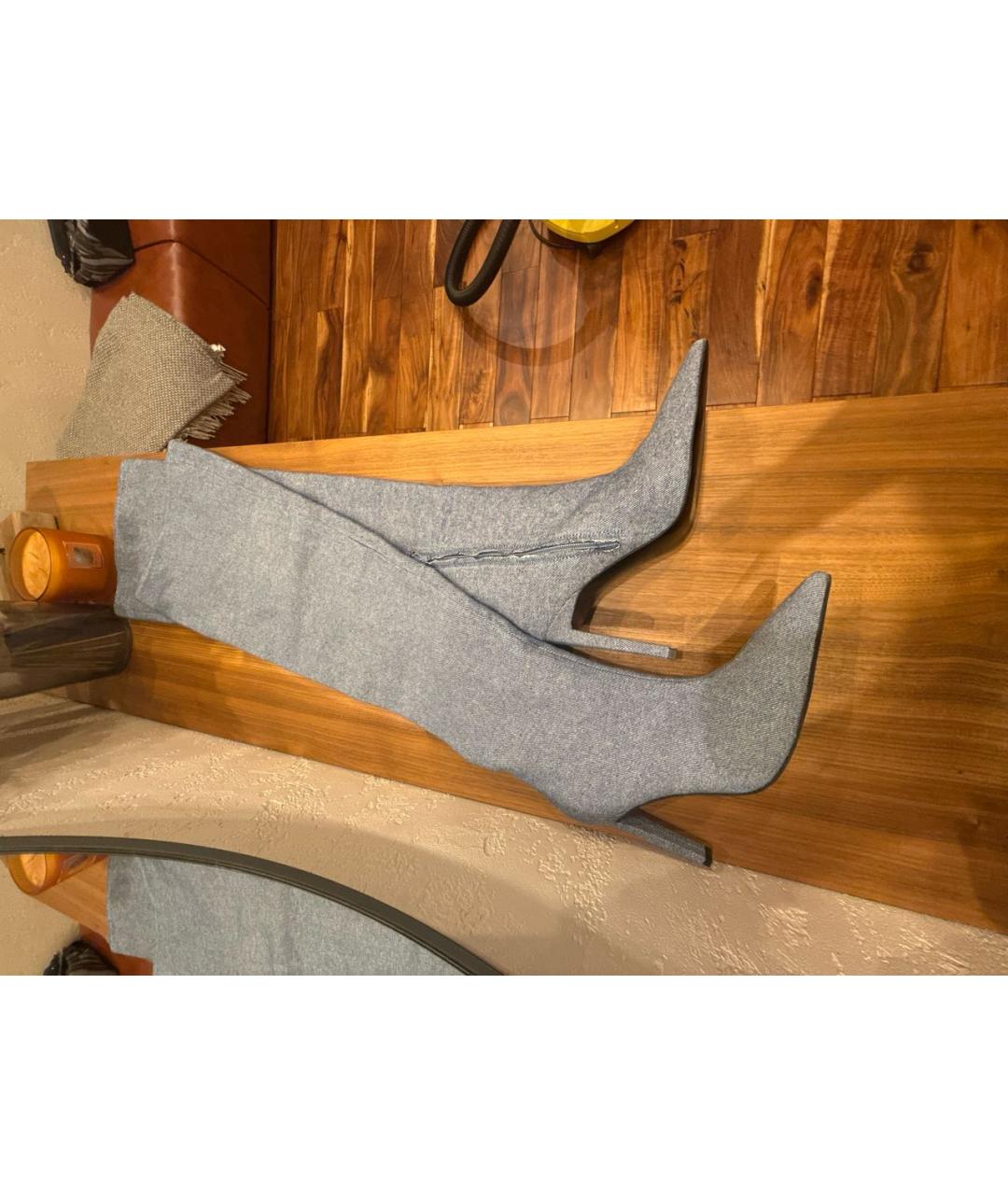 PINKO Голубые текстильные ботфорты, фото 5