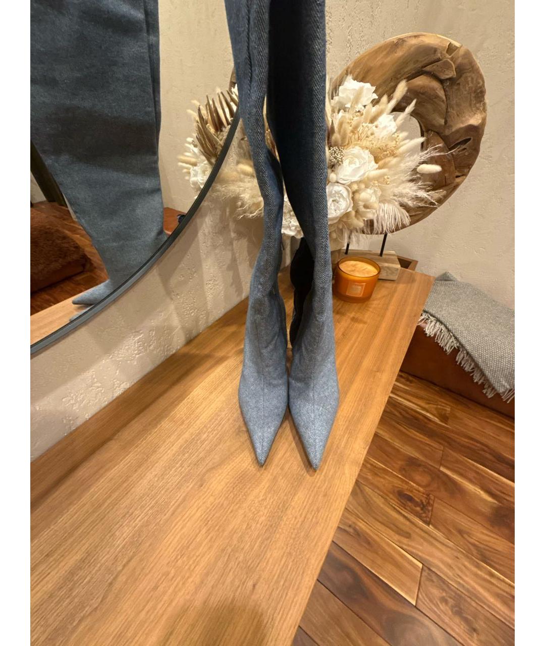 PINKO Голубые текстильные ботфорты, фото 2