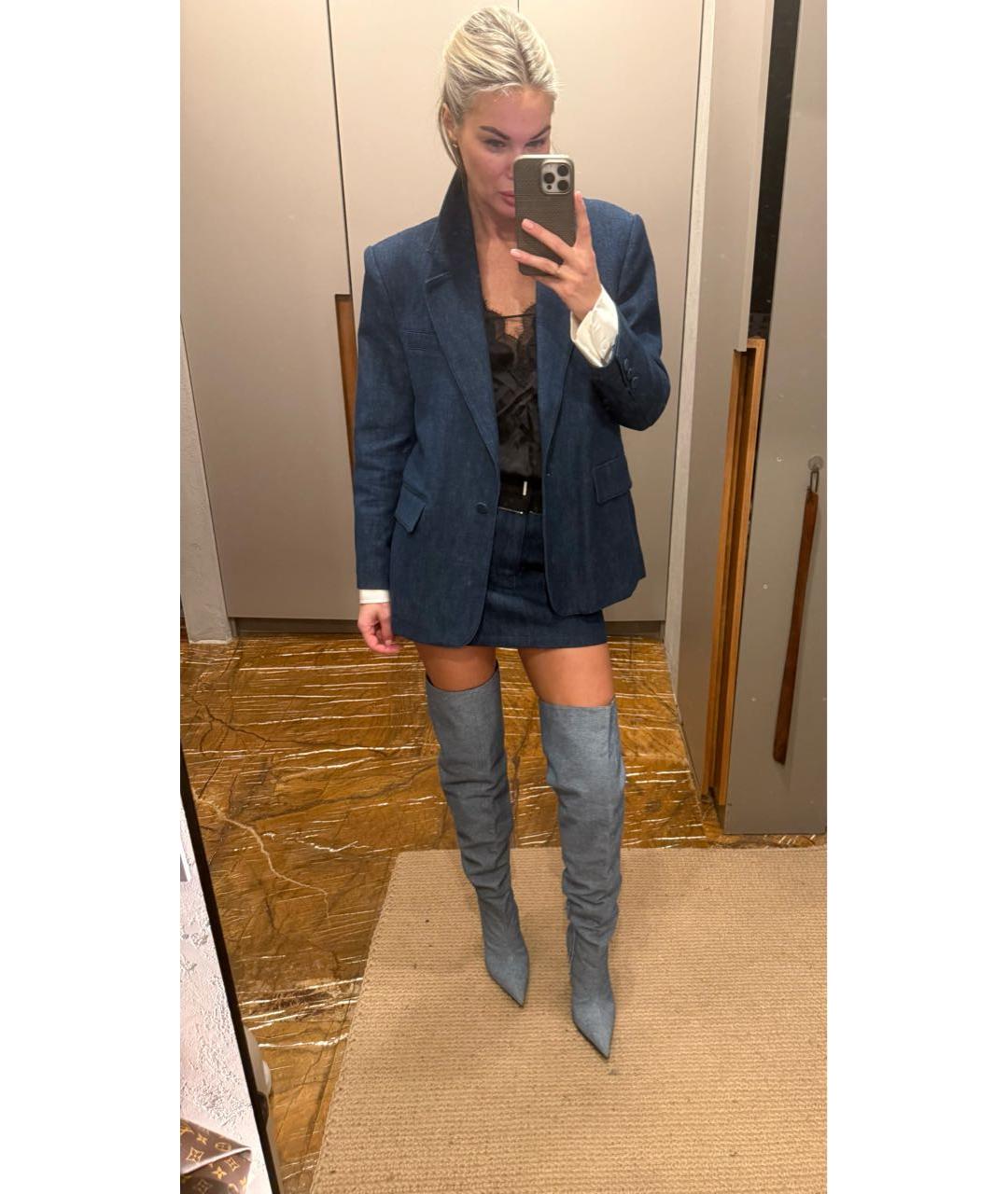 PINKO Голубые текстильные ботфорты, фото 7