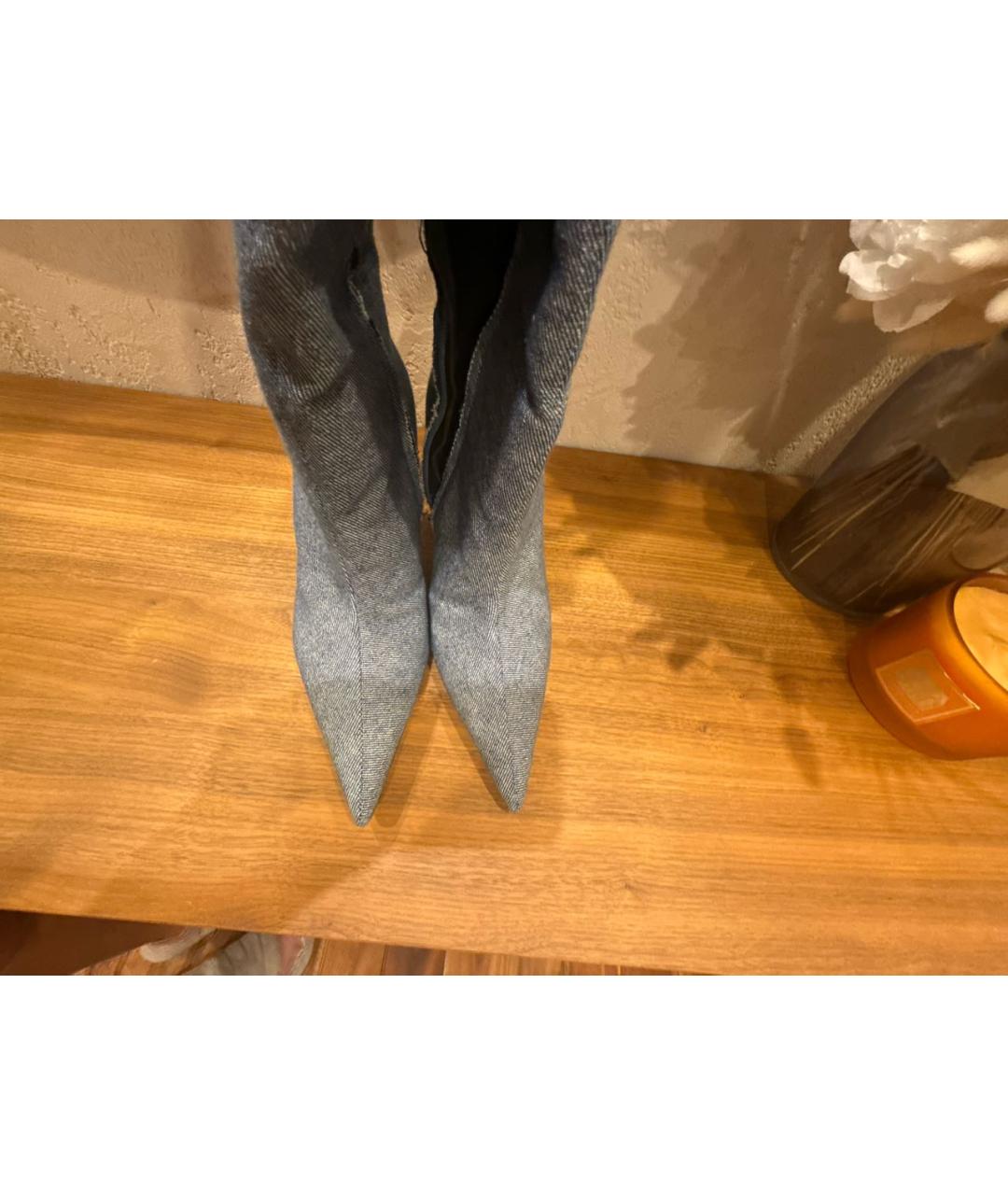 PINKO Голубые текстильные ботфорты, фото 3