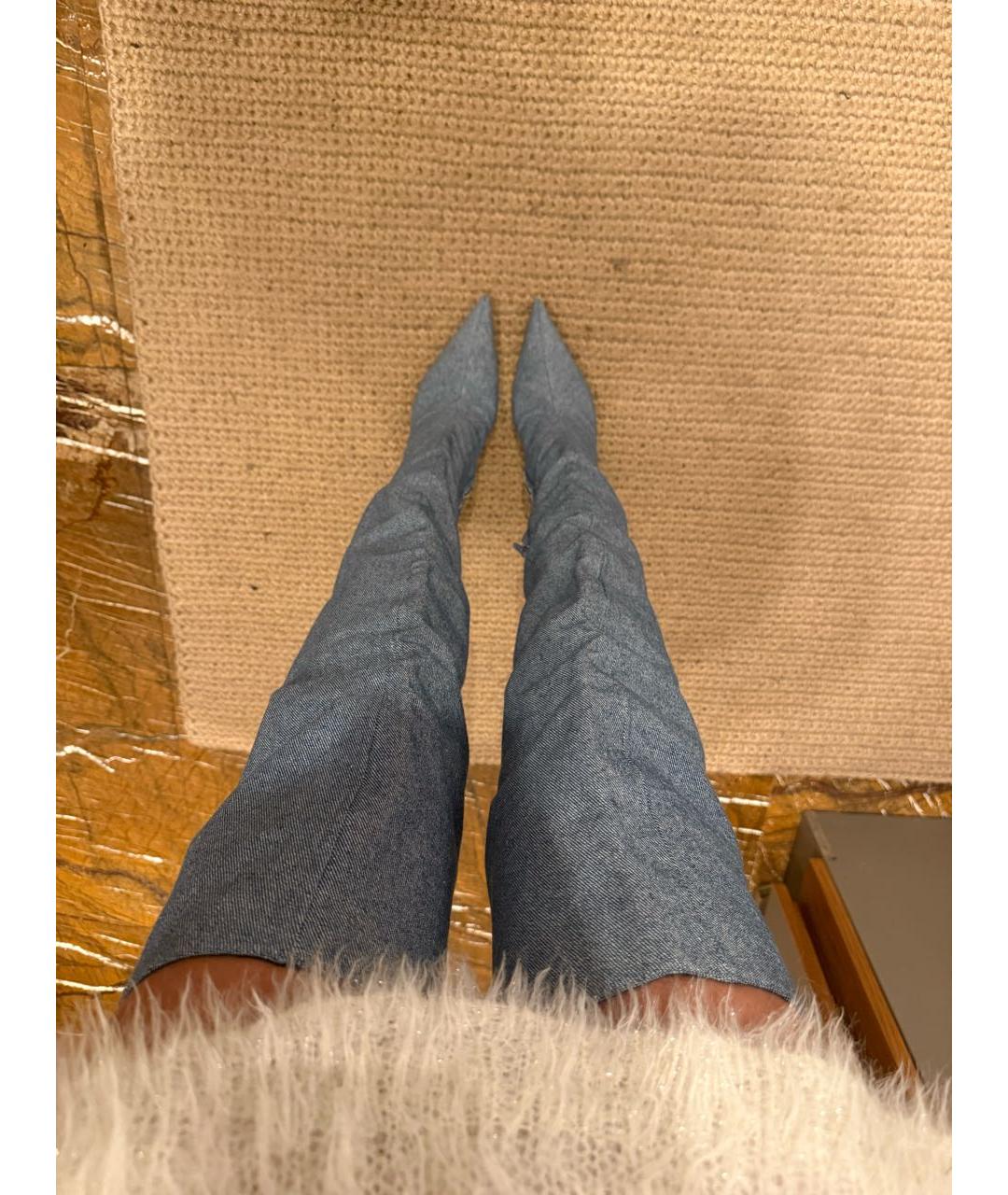 PINKO Голубые текстильные ботфорты, фото 8