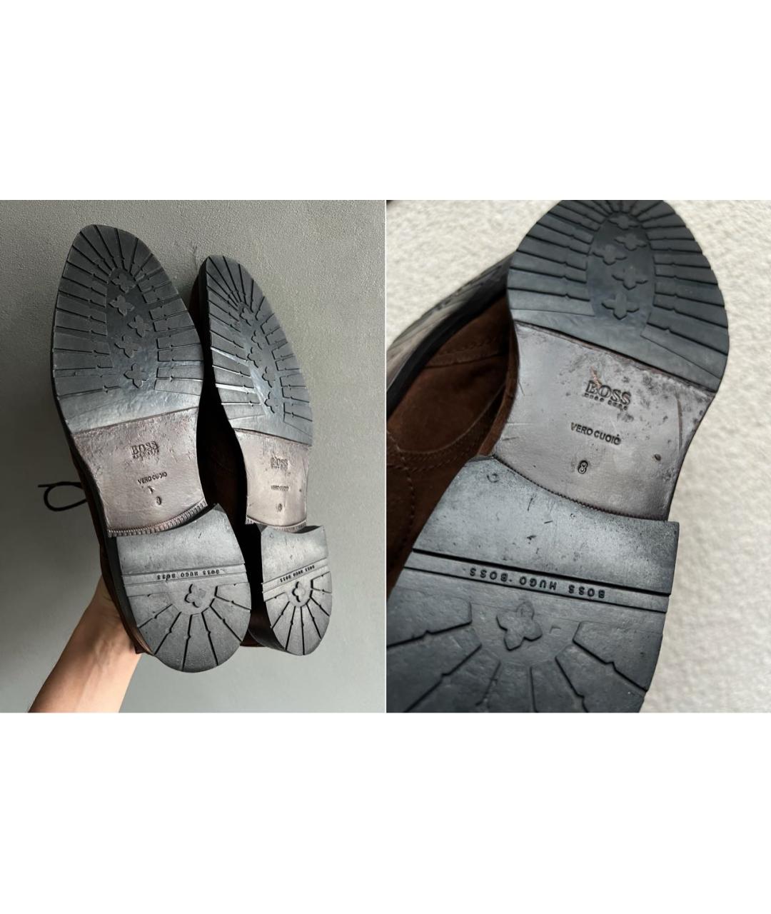 HUGO BOSS Коричневые замшевые высокие ботинки, фото 6