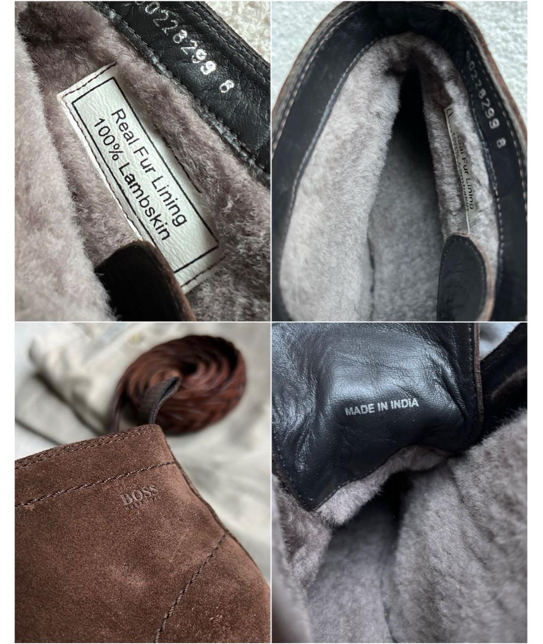 HUGO BOSS Коричневые замшевые высокие ботинки, фото 5