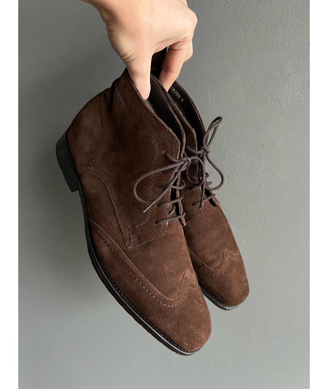 HUGO BOSS Коричневые замшевые высокие ботинки, фото 2