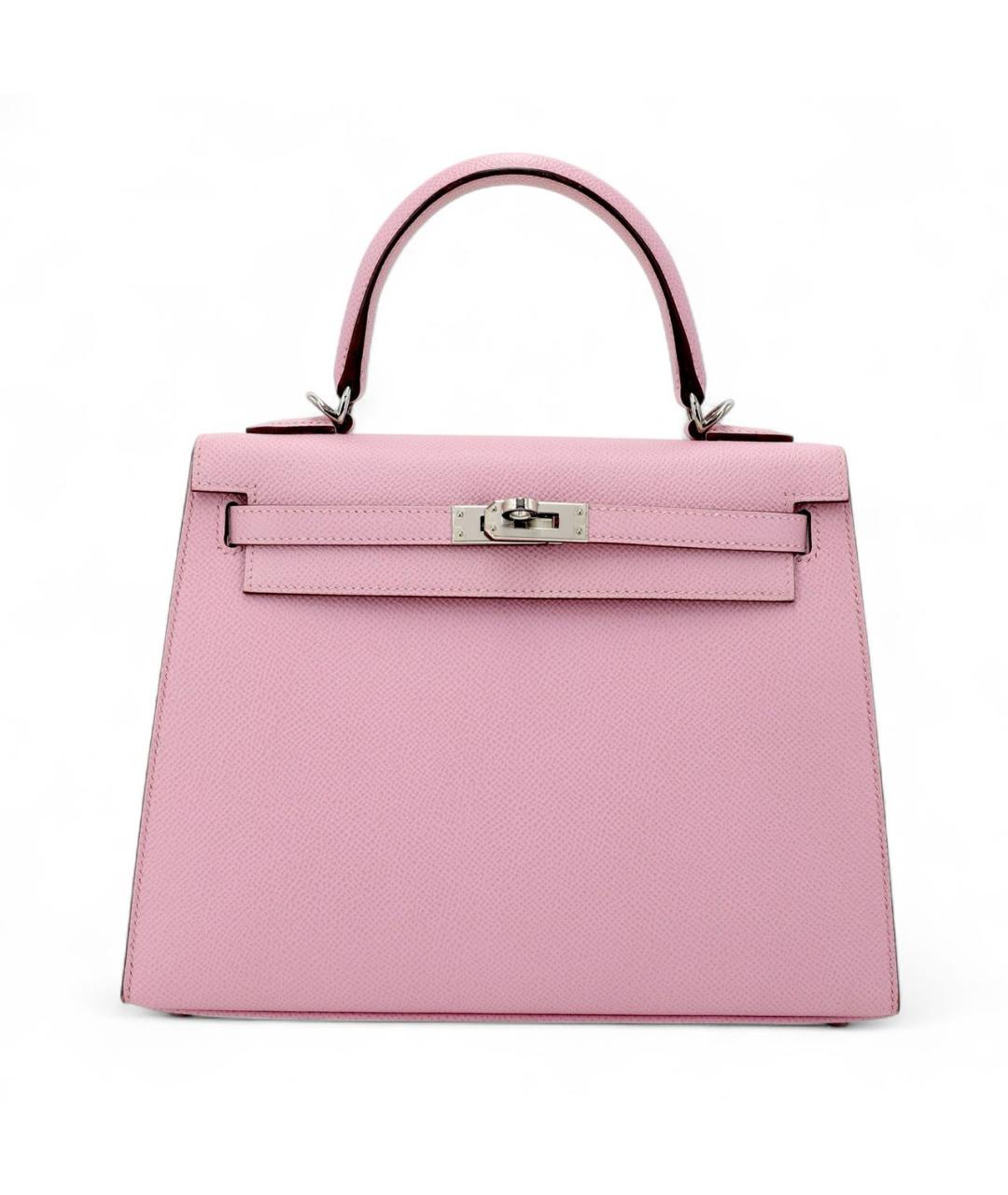 HERMES Розовая кожаная сумка с короткими ручками, фото 9