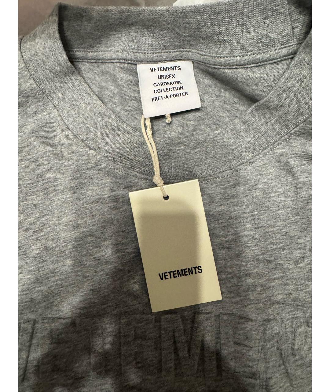 VETEMENTS Серая хлопковая футболка, фото 5