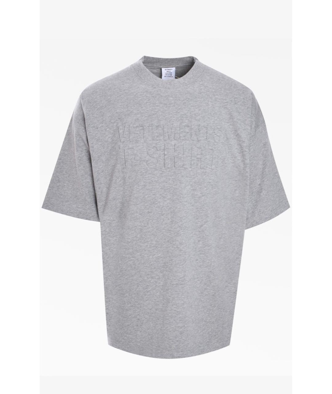 VETEMENTS Серая хлопковая футболка, фото 6
