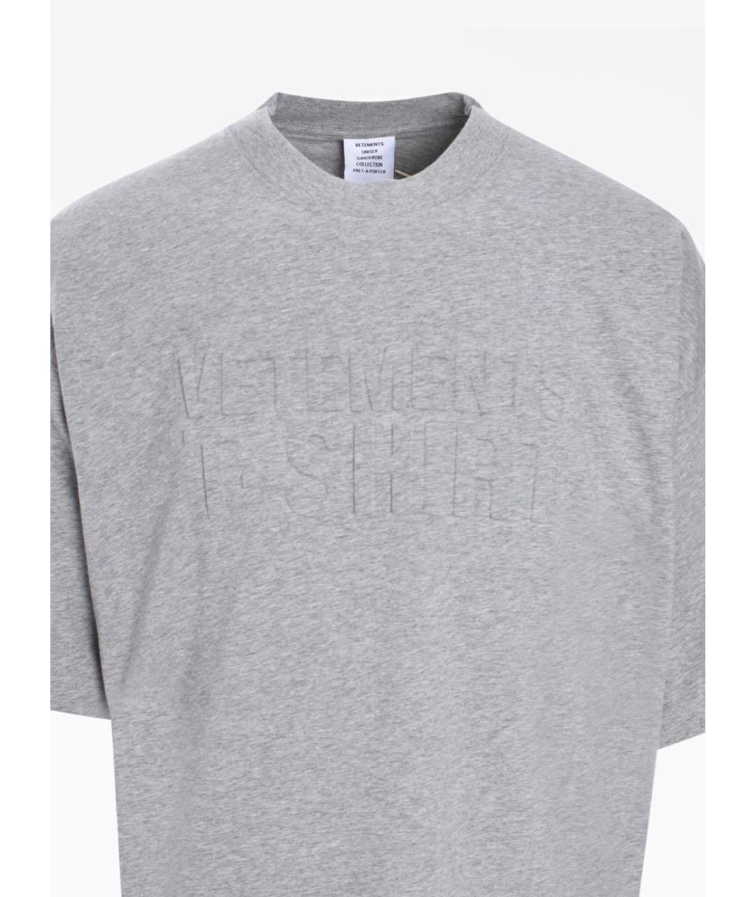 VETEMENTS Серая хлопковая футболка, фото 3