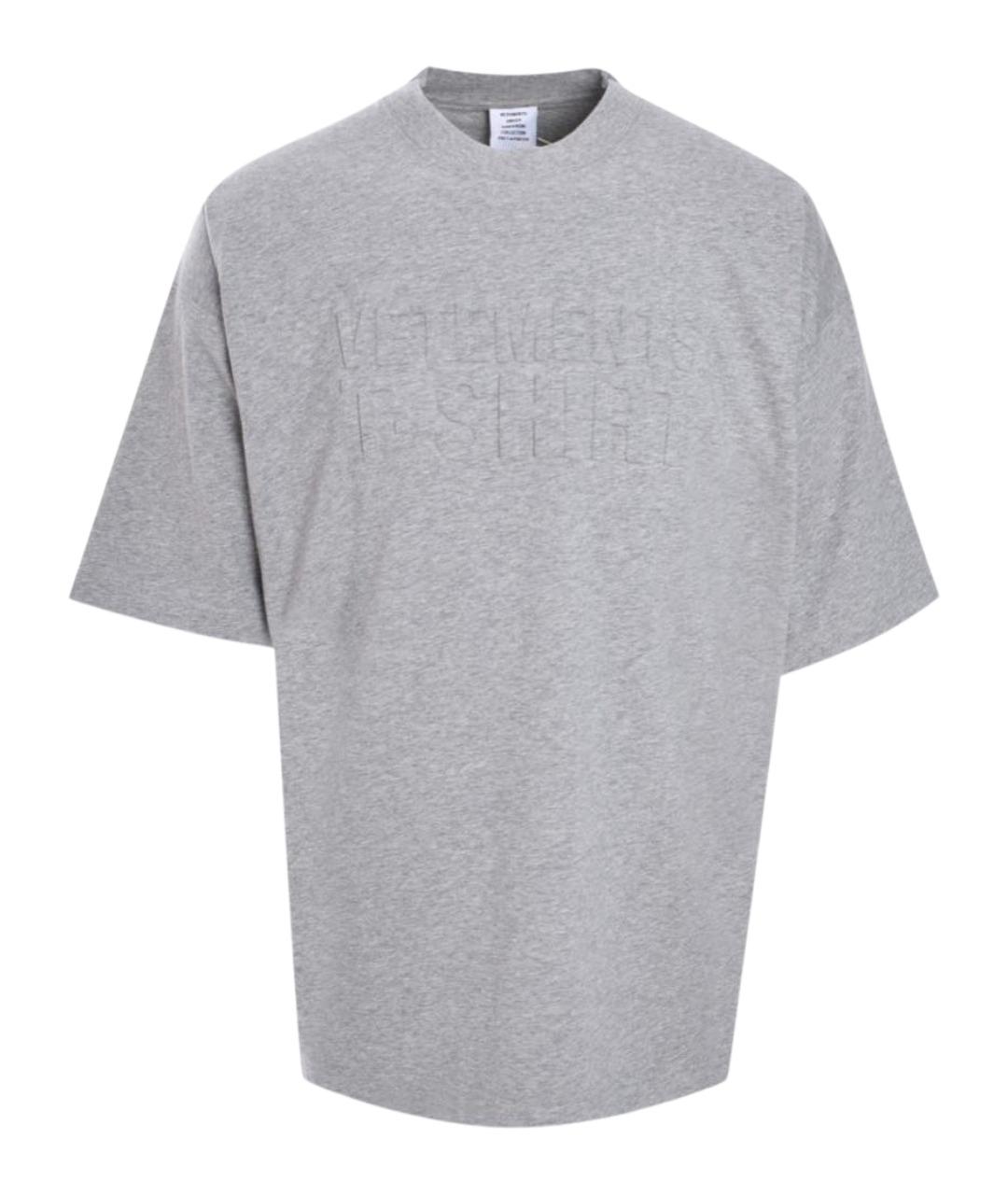 VETEMENTS Серая хлопковая футболка, фото 1
