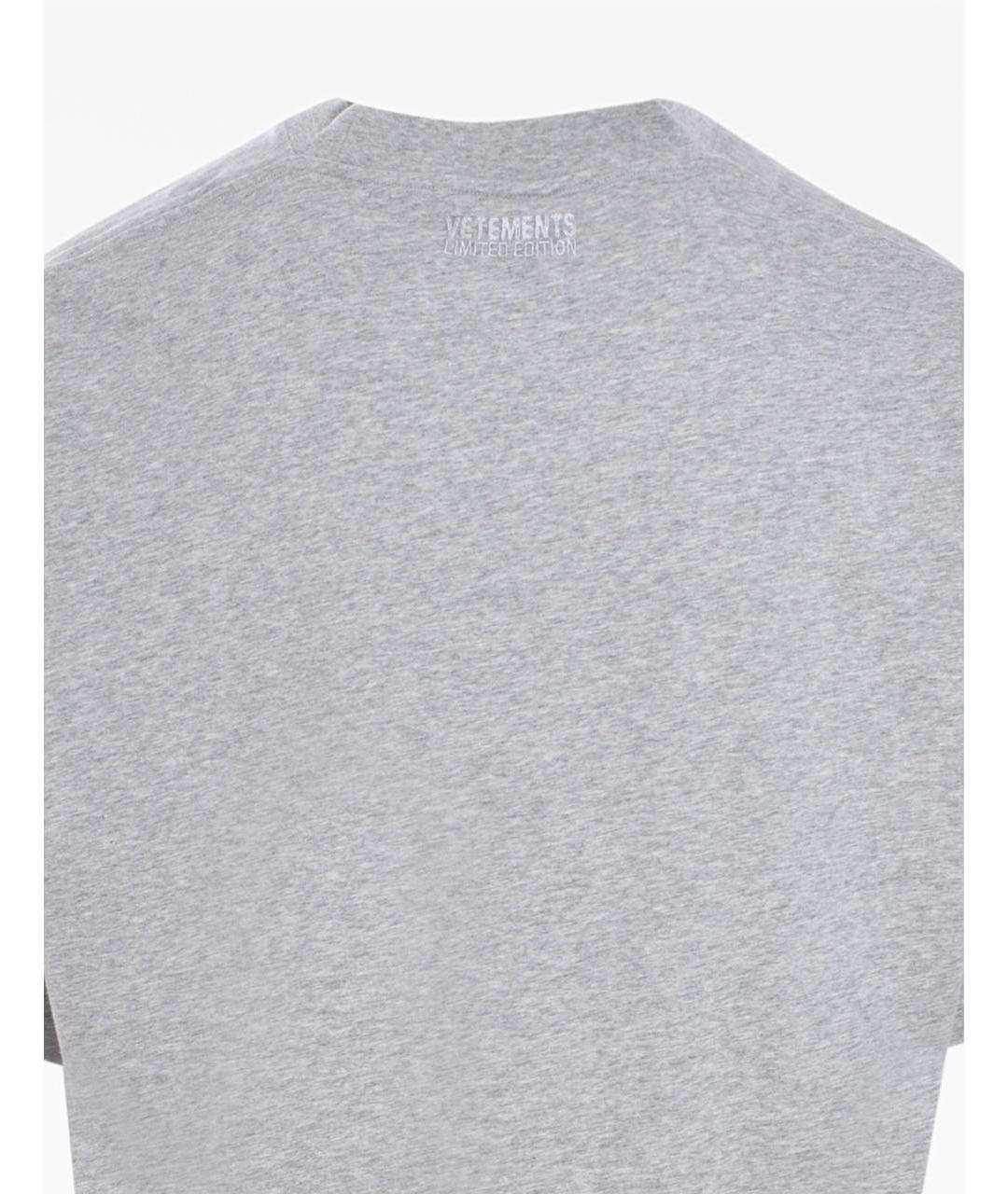 VETEMENTS Серая хлопковая футболка, фото 4