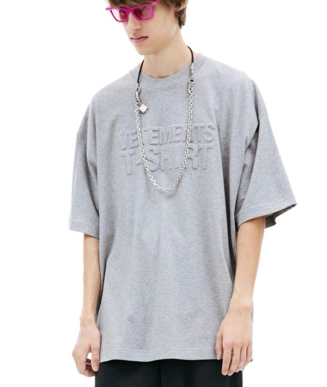 VETEMENTS Серая хлопковая футболка, фото 2