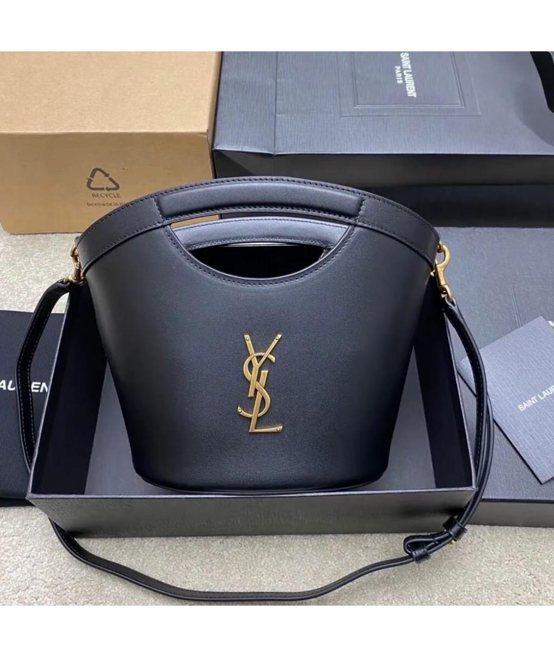 SAINT LAURENT Черная кожаная сумка через плечо, фото 2