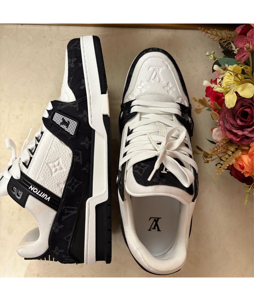 LOUIS VUITTON Белые кожаные низкие кроссовки / кеды, фото 7