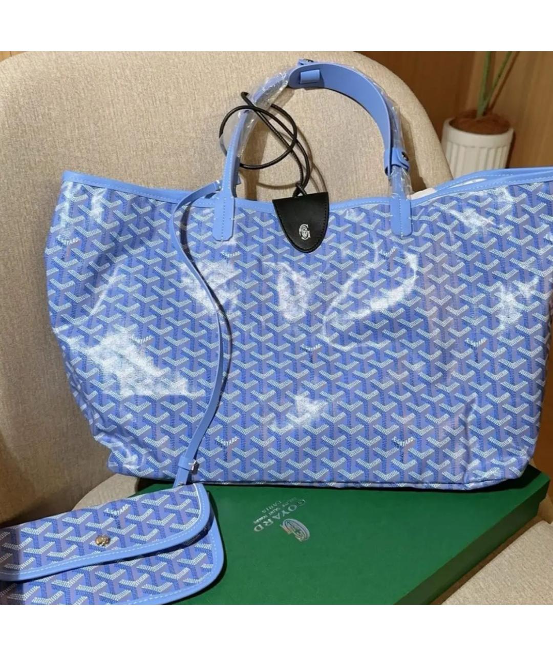 GOYARD Синяя кожаная сумка с короткими ручками, фото 8