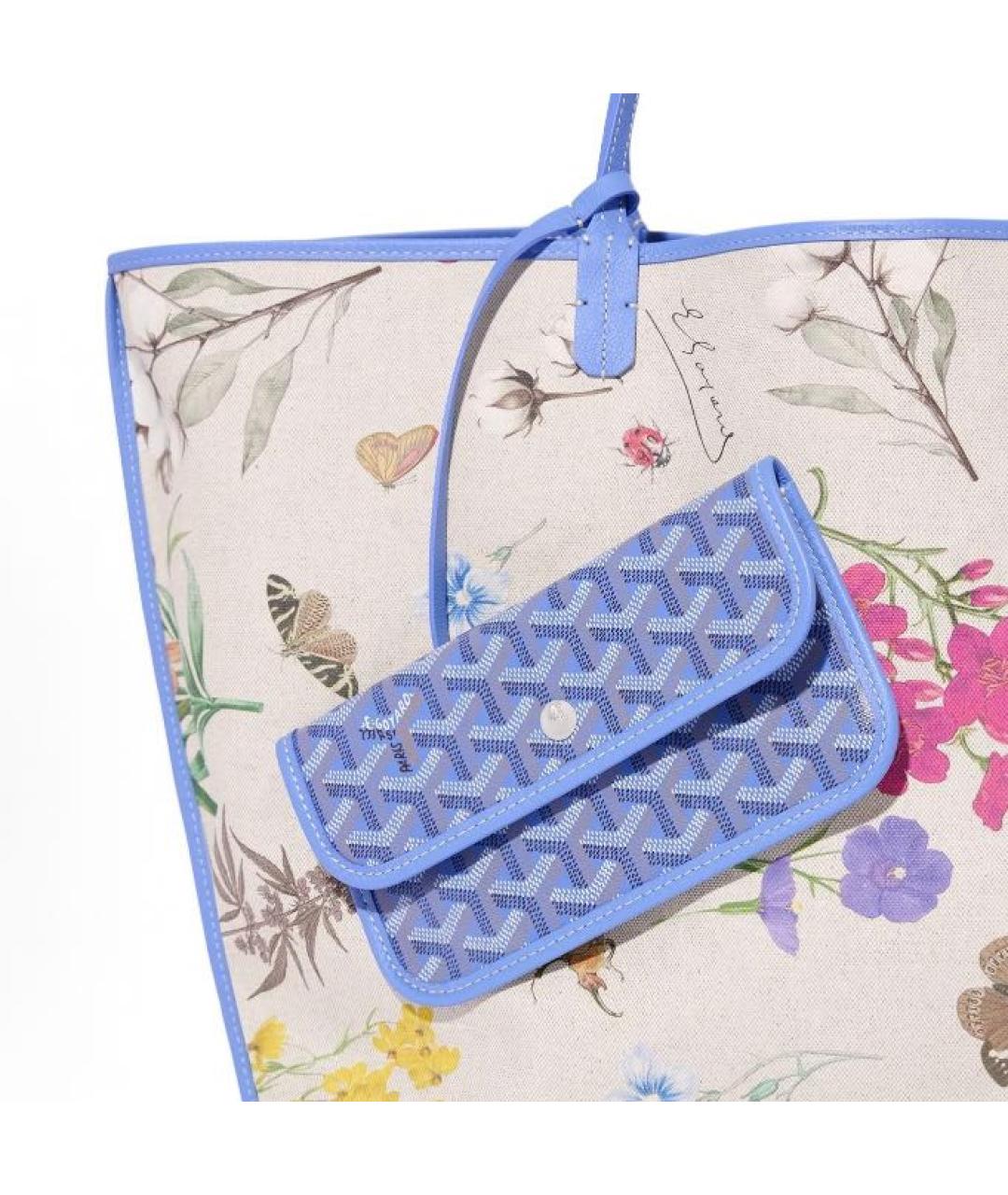 GOYARD Синяя кожаная сумка с короткими ручками, фото 3