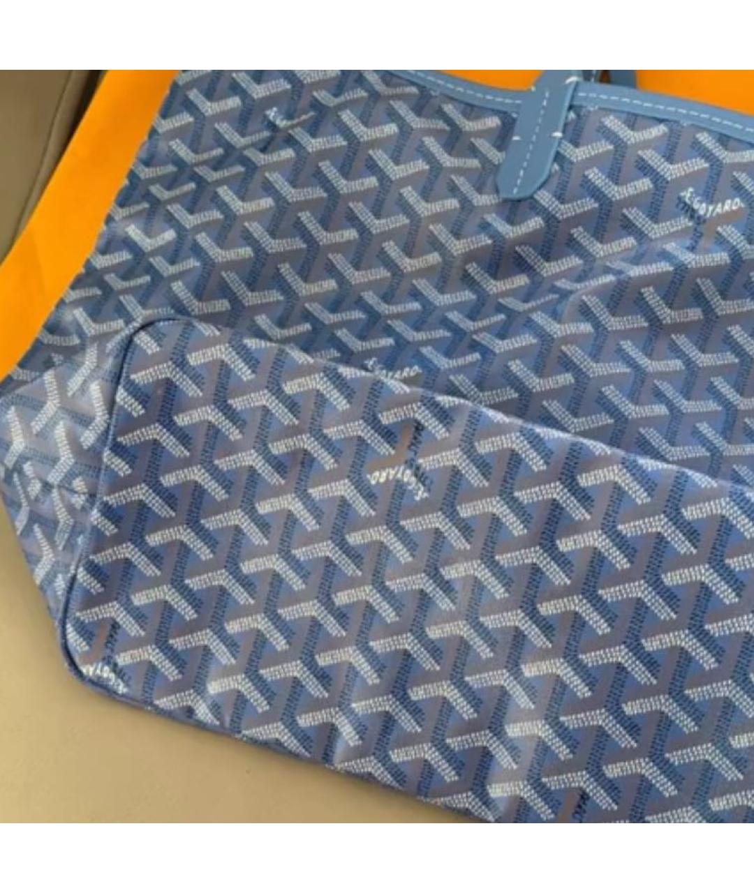 GOYARD Синяя кожаная сумка с короткими ручками, фото 6