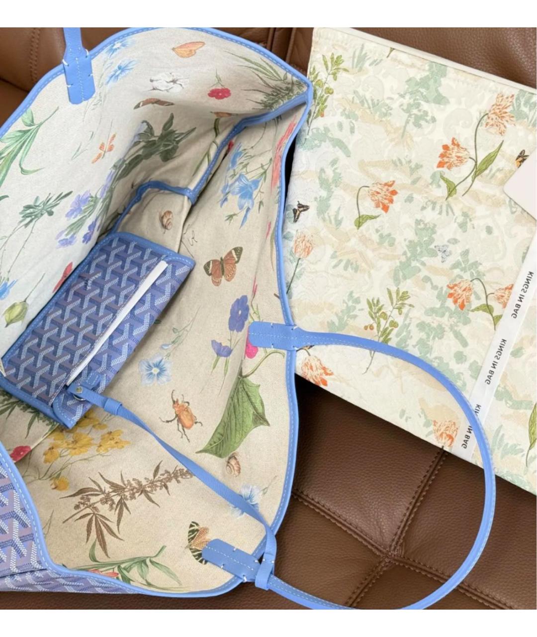 GOYARD Синяя кожаная сумка с короткими ручками, фото 4