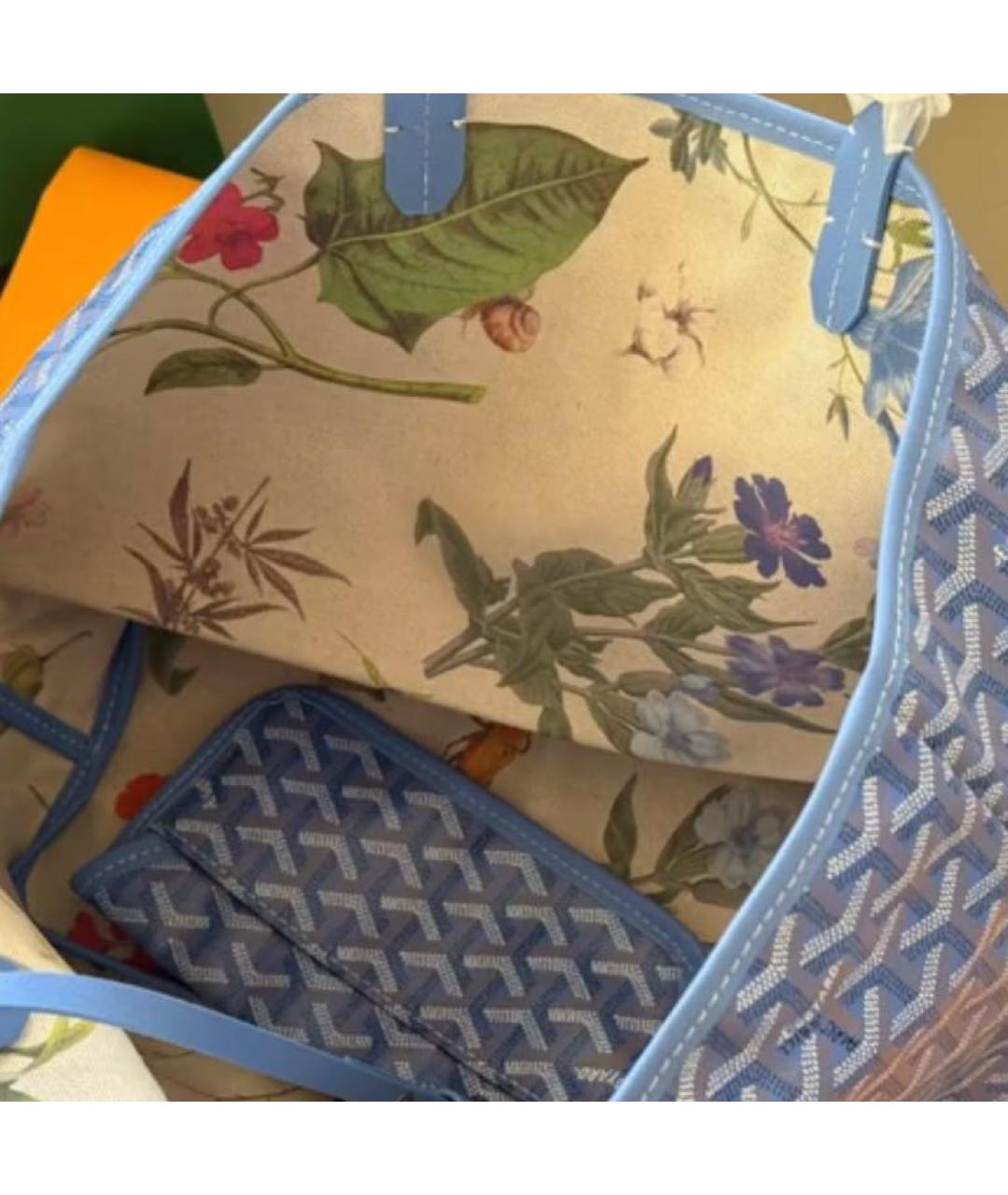 GOYARD Синяя кожаная сумка с короткими ручками, фото 5