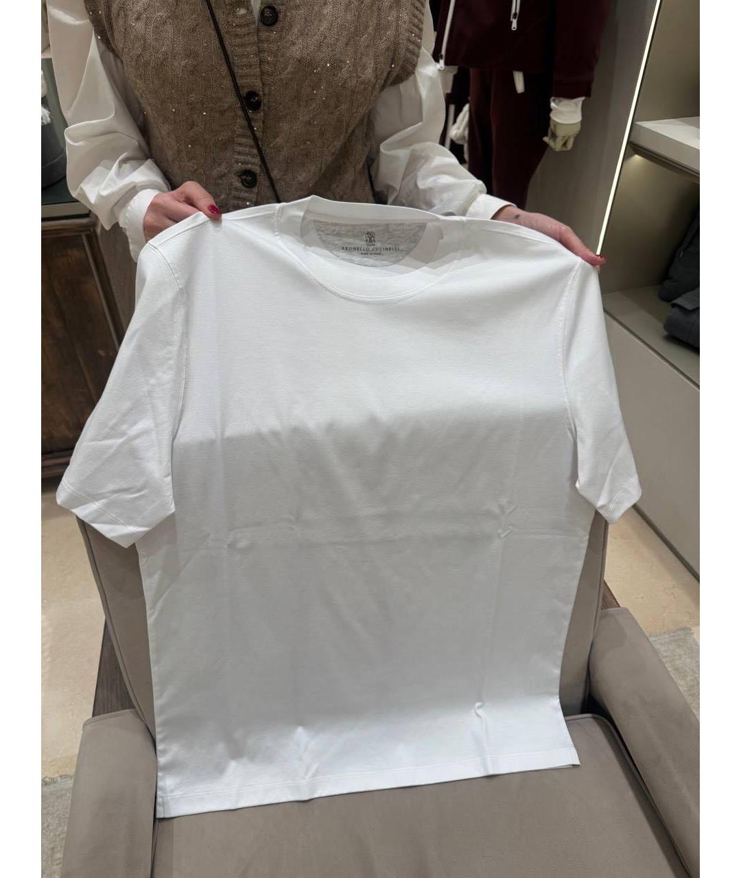 BRUNELLO CUCINELLI Белая хлопковая футболка, фото 2