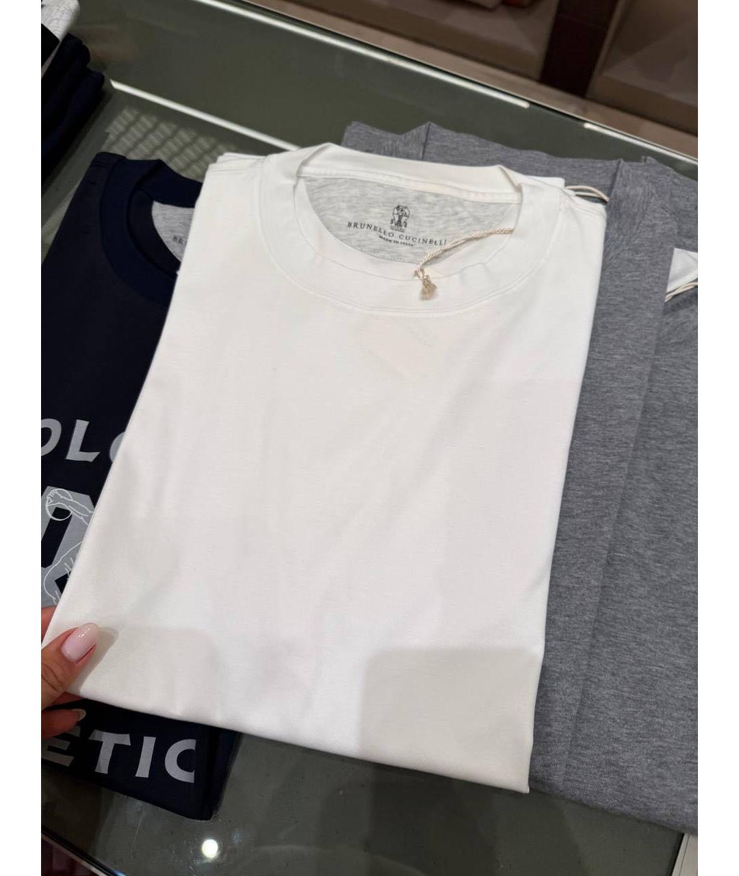 BRUNELLO CUCINELLI Белая хлопковая футболка, фото 3