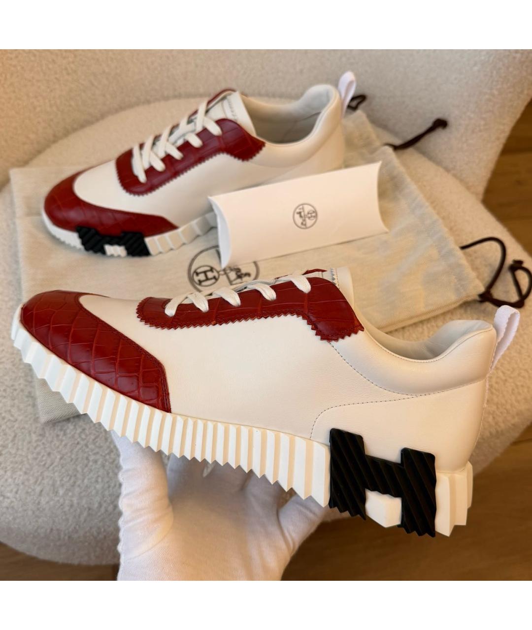 HERMES Мульти низкие кроссовки / кеды из экзотической кожи, фото 2