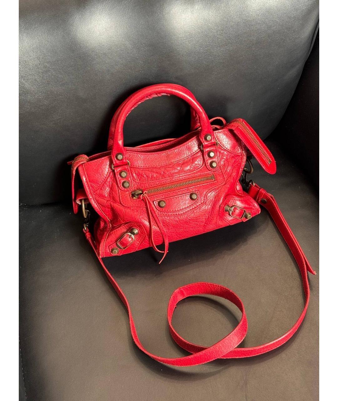 BALENCIAGA Бордовая кожаная сумка с короткими ручками, фото 9